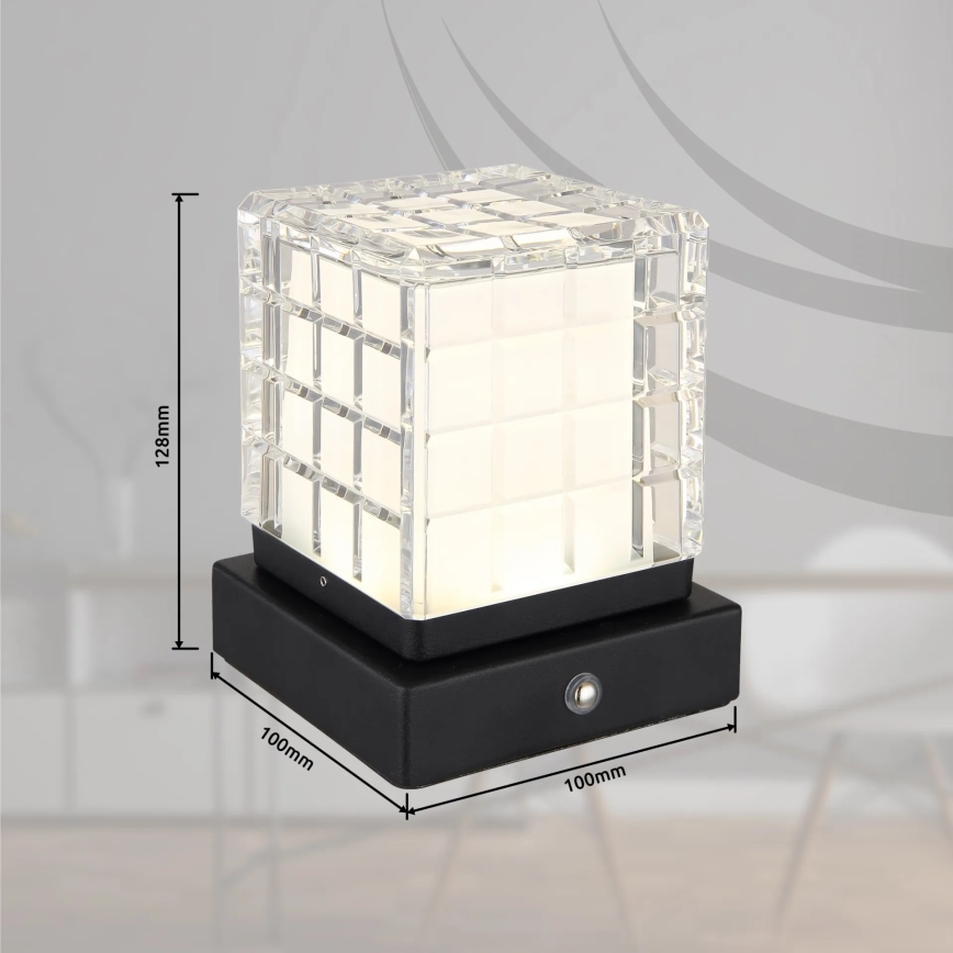 Globo - LED bordlampe m. touch-funktion dæmpbar LED/2,5W/3,7V 2700K/4000K/6500K 1800 mAh USB sort