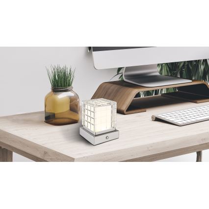 Globo - LED bordlampe m. touch-funktion dæmpbar LED/2,5W/3,7V 2700K/4000K/6500K 1800 mAh USB mat krom