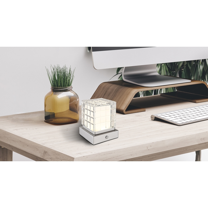 Globo - LED bordlampe m. touch-funktion dæmpbar LED/2,5W/3,7V 2700K/4000K/6500K 1800 mAh USB mat krom