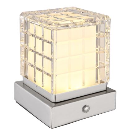 Globo - LED bordlampe m. touch-funktion dæmpbar LED/2,5W/3,7V 2700K/4000K/6500K 1800 mAh USB mat krom