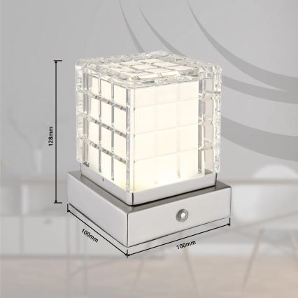 Globo - LED bordlampe m. touch-funktion dæmpbar LED/2,5W/3,7V 2700K/4000K/6500K 1800 mAh USB mat krom
