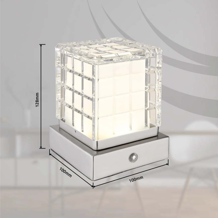 Globo - LED bordlampe m. touch-funktion dæmpbar LED/2,5W/3,7V 2700K/4000K/6500K 1800 mAh USB mat krom