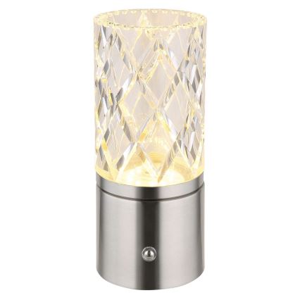Globo - LED bordlampe m. touch-funktion dæmpbar LED/2,5W/3,7V 2700K/4000K/6500K 1800 mAh USB mat krom