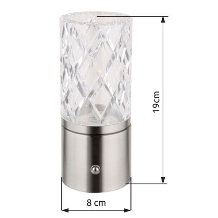 Globo - LED bordlampe m. touch-funktion dæmpbar LED/2,5W/3,7V 2700K/4000K/6500K 1800 mAh USB mat krom