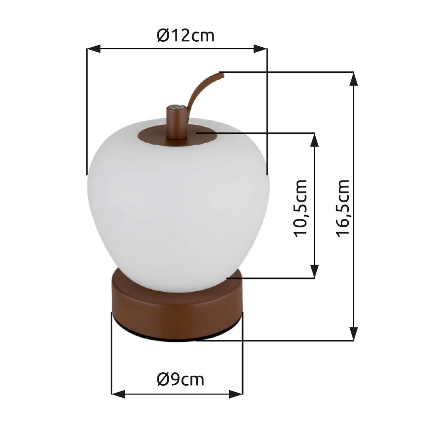Globo - LED bordlampe m. touch-funktion dæmpbar LED/2W/3,7V 2700K/4000K/6500K 1200 mAh USB brun