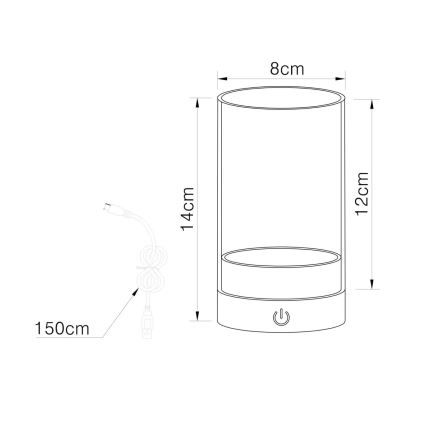Globo - LED Udendørs dæmpbar genopladelig touch-funktion bordlampe LED/2W/3,7V 2700/4000/6500K 1200mAh IP44 beige