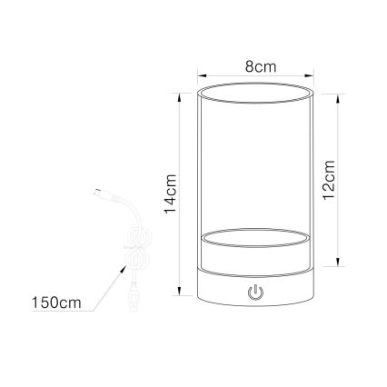 Globo - LED Udendørs dæmpbar genopladelig touch-funktion bordlampe LED/2W/3,7V 2700/4000/6500K 1200mAh IP44 brun