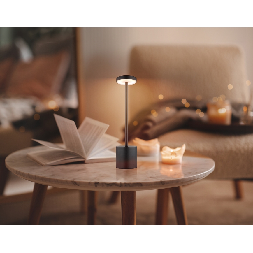 Globo - LED bordlampe m. touch-funktion dæmpbar LED/1,2W/3,7V 2000K/3500K/7000K 1200 mAh USB sort