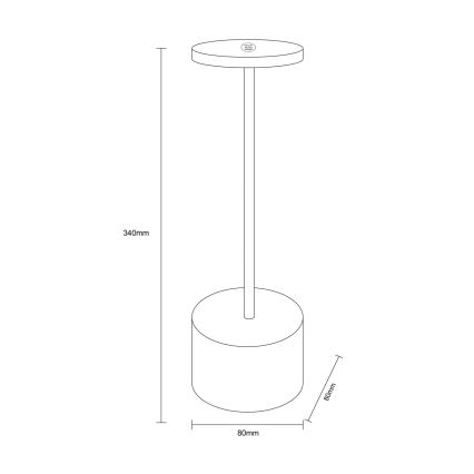 Globo - LED bordlampe m. touch-funktion dæmpbar LED/1,2W/3,7V 2000K/3500K/7000K 1200 mAh USB sort