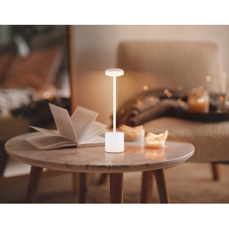Globo - LED bordlampe m. touch-funktion dæmpbar LED/1,2W/3,7V 2000K/3500K/7000K 1200 mAh USB hvid