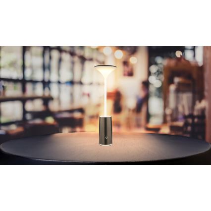 Globo - LED Genopladelig bordlampe m. touch-funktion dæmpbar LED/1,2W/3,7V 3000K 1500mAh sort