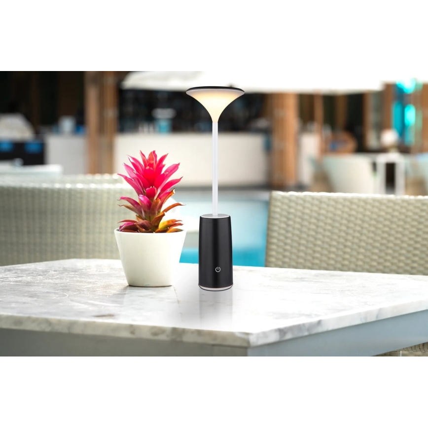 Globo - LED Genopladelig bordlampe m. touch-funktion dæmpbar LED/1,2W/3,7V 3000K 1500mAh sort