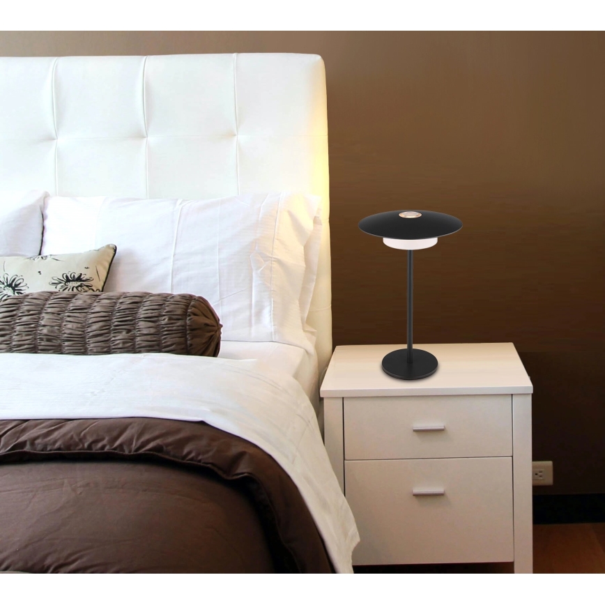 Globo - Udendørs LED bordlampe m. touch-funktion genopladelig LED/3W/3,7V 1800/2700/3000K IP44 1800 mAh sort