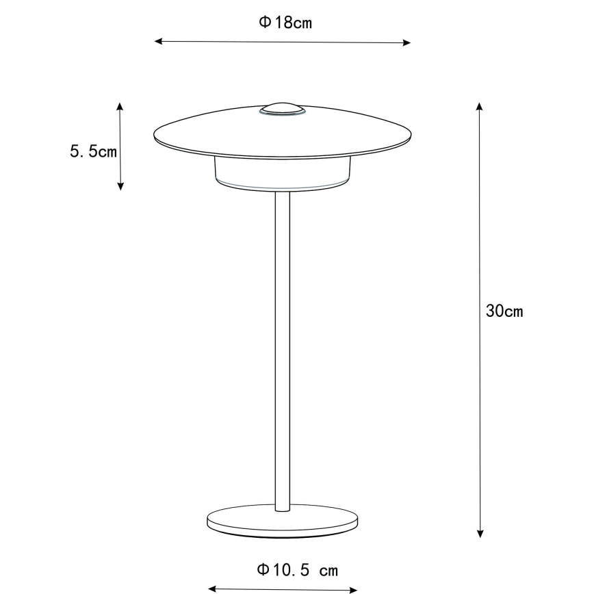 Globo - Udendørs LED bordlampe m. touch-funktion genopladelig LED/3W/3,7V 1800/2700/3000K IP44 1800 mAh sort