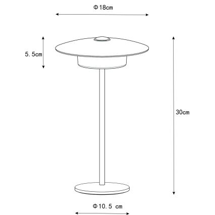 Globo - Udendørs LED bordlampe m. touch-funktion genopladelig LED/3W/3,7V 1800/2700/3000K IP44 1800 mAh hvid