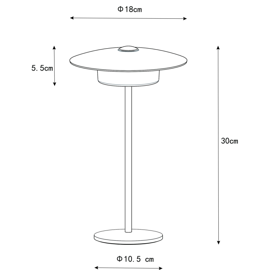 Globo - Udendørs LED bordlampe m. touch-funktion genopladelig LED/3W/3,7V 1800/2700/3000K IP44 1800 mAh hvid