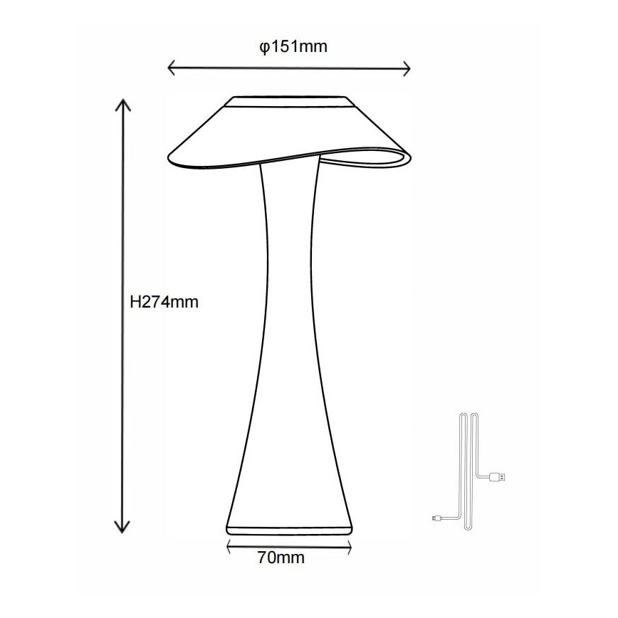 Globo - LED bordlampe dæmpbar og genopladelig LED/2,5W/3,7V 1200mAh 2700K/4500K/6500K guldfarvet
