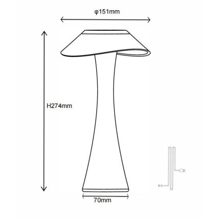 Globo - LED bordlampe dæmpbar og genopladelig LED/2,5W/3,7V 1200mAh 2700K/4500K/6500K hvid