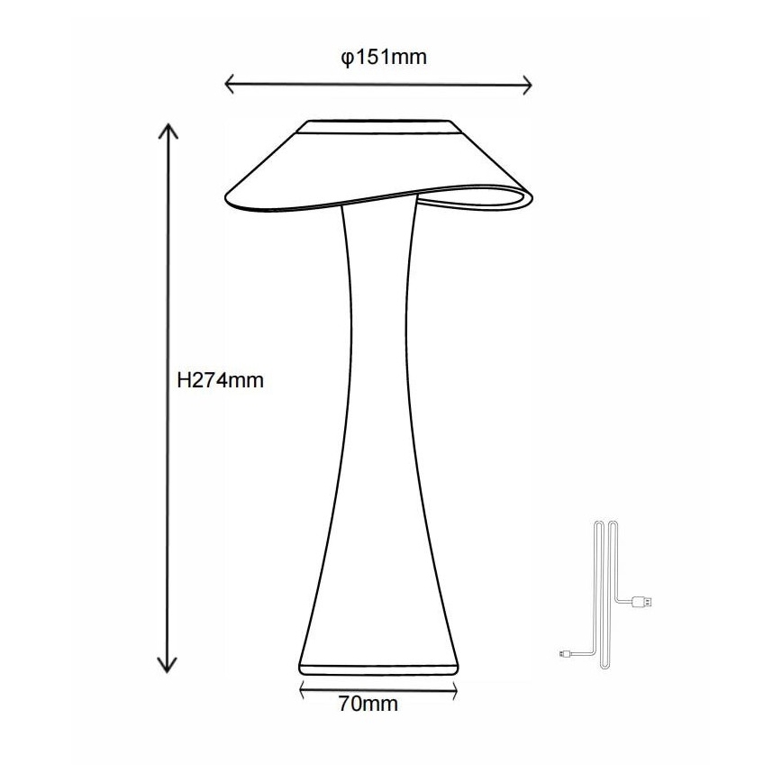 Globo - LED bordlampe dæmpbar og genopladelig LED/2,5W/3,7V 1200mAh 2700K/4500K/6500K hvid