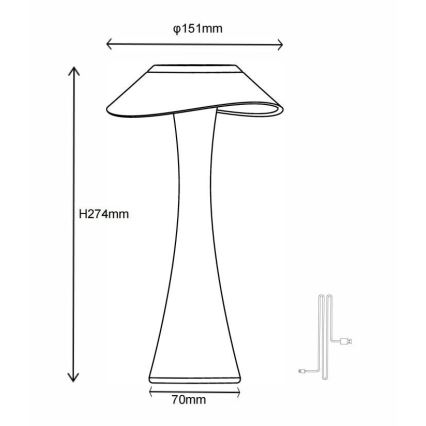 Globo - LED bordlampe dæmpbar og genopladelig LED/2,5W/3,7V 1200mAh 2700K/4500K/6500K sort