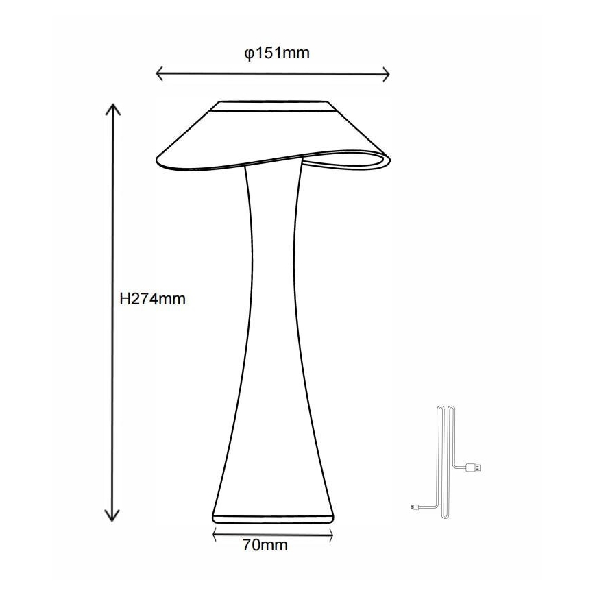 Globo - LED bordlampe dæmpbar og genopladelig LED/2,5W/3,7V 1200mAh 2700K/4500K/6500K sort