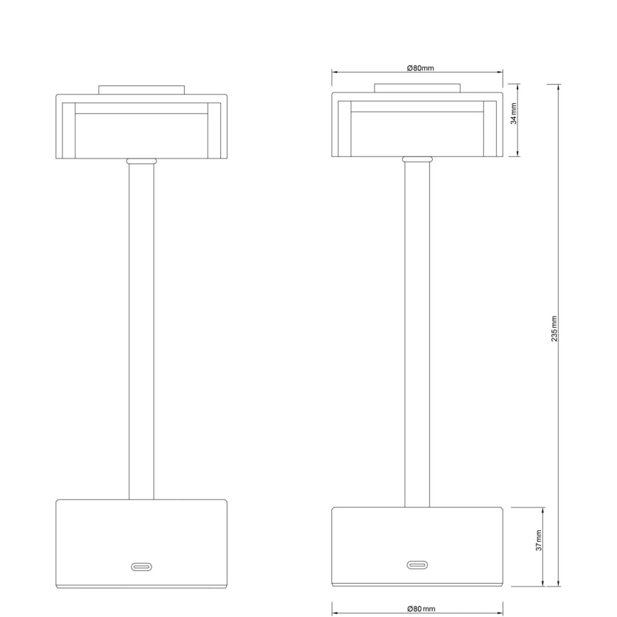 Globo - Genopladelig  LED bordlampe m. touch-funktion dæmpbar LED/2,5W/3,7V 2700/4000/6500K 1800mAh messing
