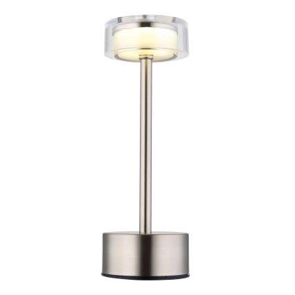 Globo - Genopladelig  LED bordlampe m. touch-funktion dæmpbar LED/2,5W/3,7V 2700/4000/6500K 1800mAh mat krom