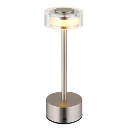 Globo - Genopladelig  LED bordlampe m. touch-funktion dæmpbar LED/2,5W/3,7V 2700/4000/6500K 1800mAh mat krom