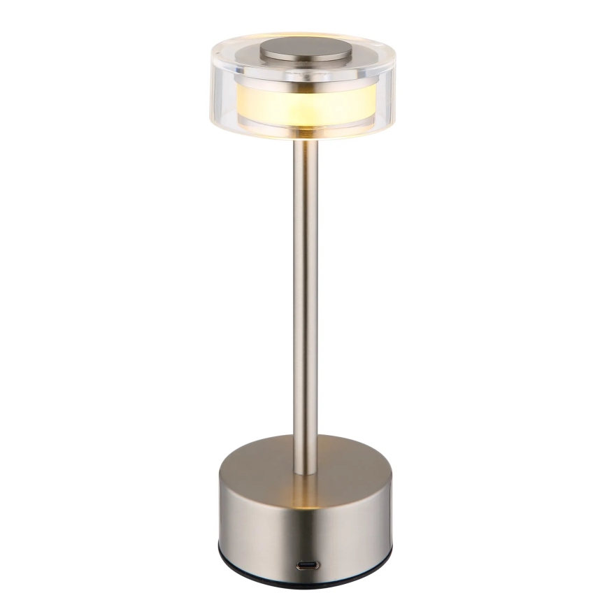Globo - Genopladelig  LED bordlampe m. touch-funktion dæmpbar LED/2,5W/3,7V 2700/4000/6500K 1800mAh mat krom
