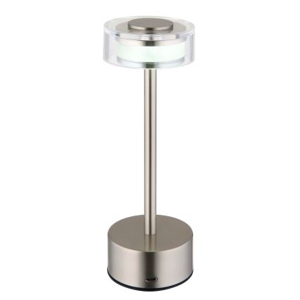 Globo - Genopladelig  LED bordlampe m. touch-funktion dæmpbar LED/2,5W/3,7V 2700/4000/6500K 1800mAh mat krom