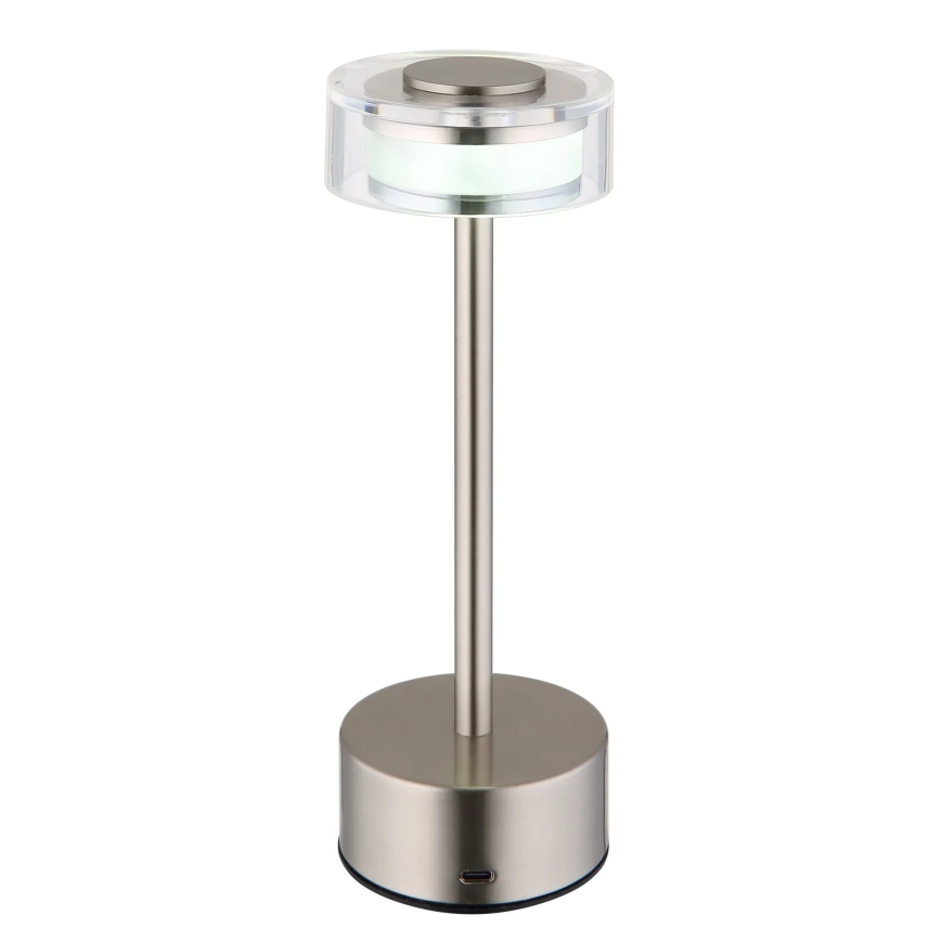 Globo - Genopladelig  LED bordlampe m. touch-funktion dæmpbar LED/2,5W/3,7V 2700/4000/6500K 1800mAh mat krom