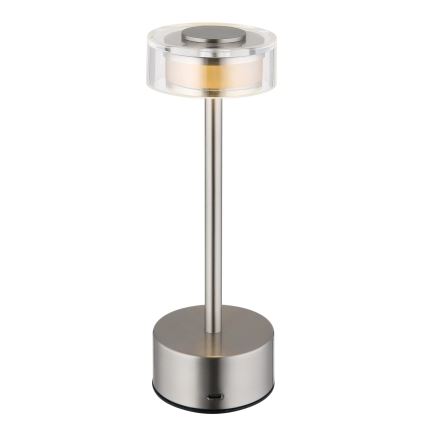 Globo - Genopladelig  LED bordlampe m. touch-funktion dæmpbar LED/2,5W/3,7V 2700/4000/6500K 1800mAh mat krom