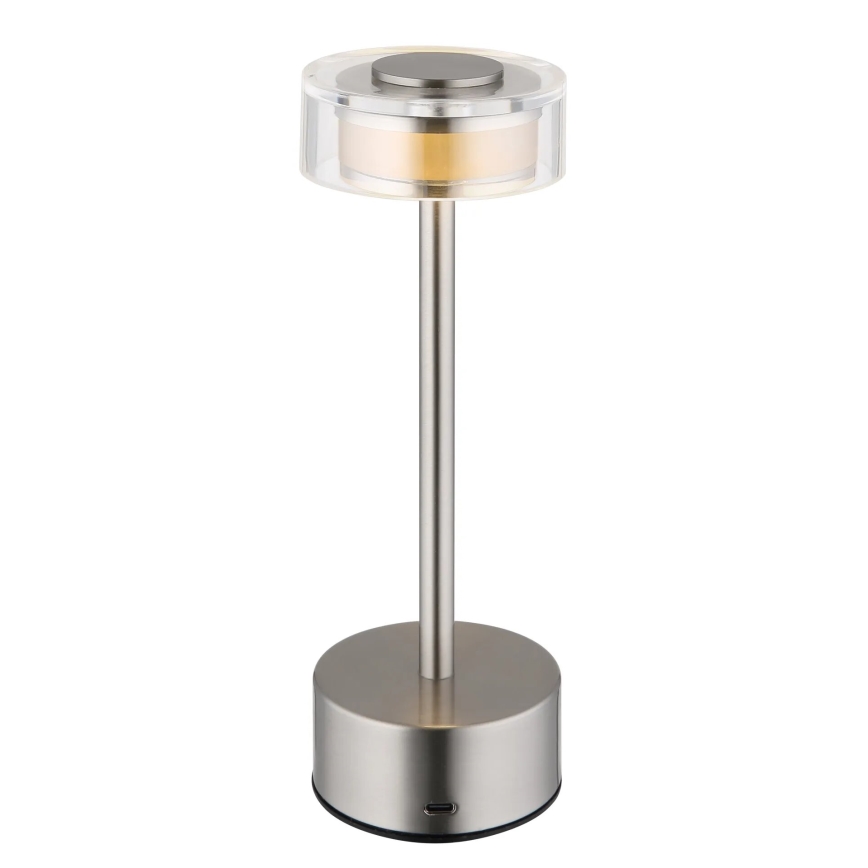 Globo - Genopladelig  LED bordlampe m. touch-funktion dæmpbar LED/2,5W/3,7V 2700/4000/6500K 1800mAh mat krom