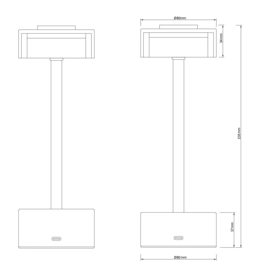 Globo - Genopladelig  LED bordlampe m. touch-funktion dæmpbar LED/2,5W/3,7V 2700/4000/6500K 1800mAh mat krom
