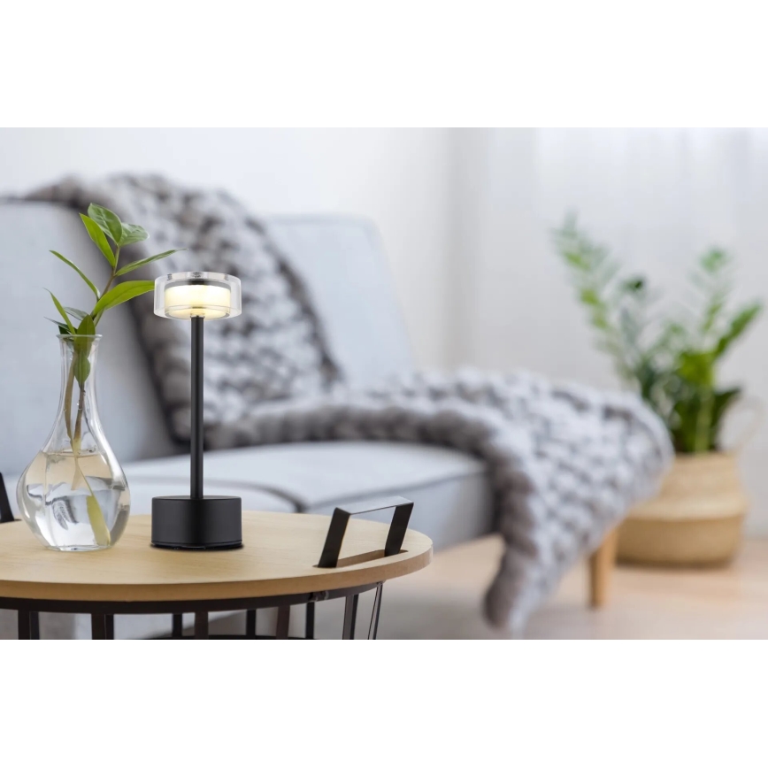 Globo - Genopladelig LED bordlampe m. touch-funktion dæmpbar LED/2,5W/3,7V 2700/4000/6500K 1800mAh sort