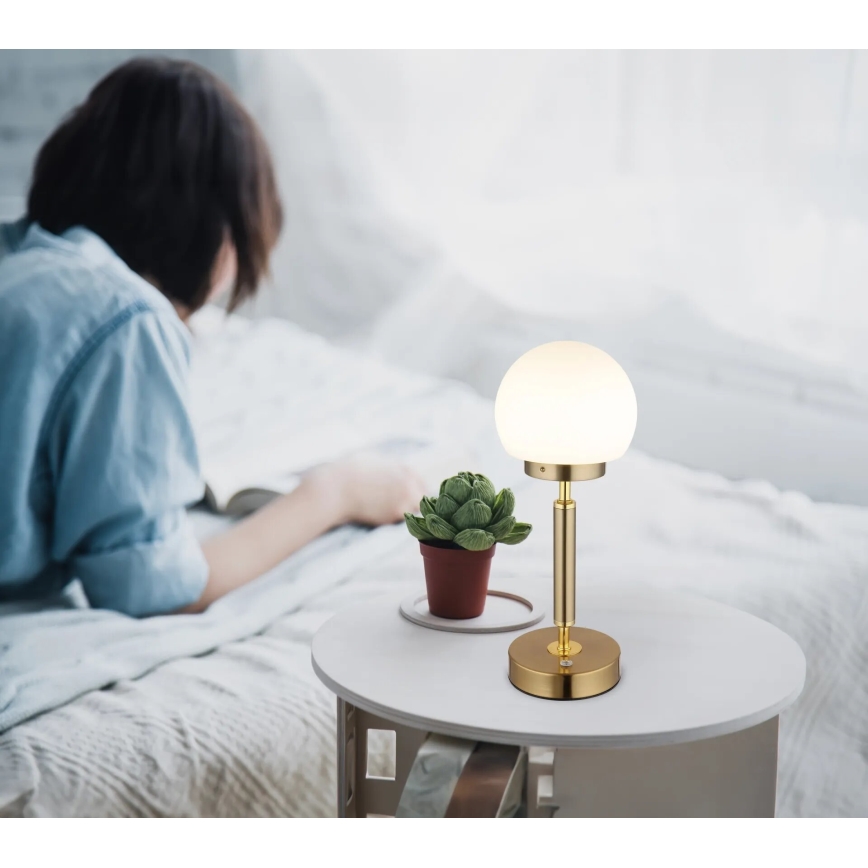 Globo - LED Genopladelig bordlampe m. touch-funktion dæmpbar LED/2,5W/5V 1800mAh 2700/4000/6500K messing
