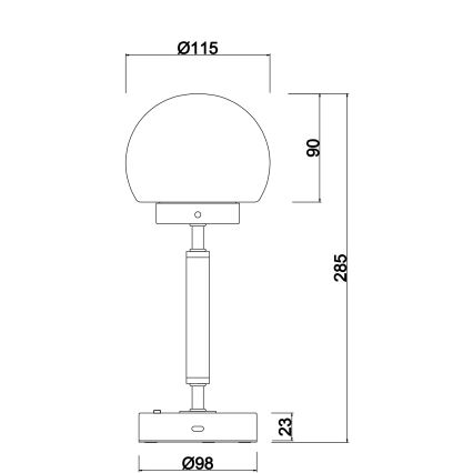 Globo - LED Genopladelig bordlampe m. touch-funktion dæmpbar LED/2,5W/5V 1800mAh 2700/4000/6500K messing