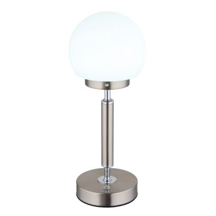 Globo - LED Genopladelig bordlampe m. touch-funktion dæmpbar LED/2,5W/5V 1800mAh 2700/4000/6500K mat krom