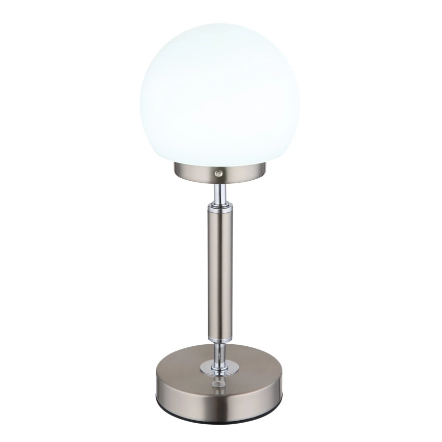 Globo - LED Genopladelig bordlampe m. touch-funktion dæmpbar LED/2,5W/5V 1800mAh 2700/4000/6500K mat krom
