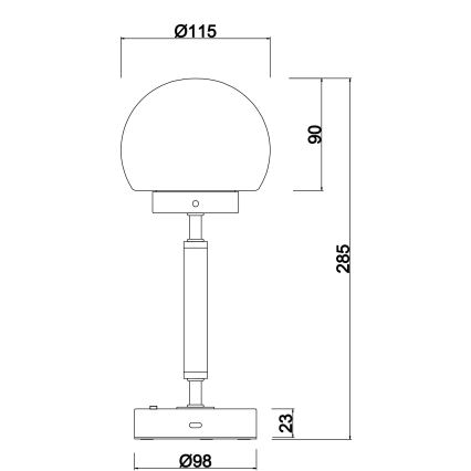 Globo - LED Genopladelig bordlampe m. touch-funktion dæmpbar LED/2,5W/5V 1800mAh 2700/4000/6500K mat krom
