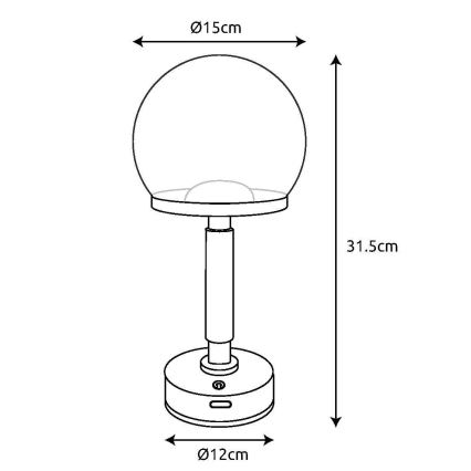 Globo - LED Genopladelig bordlampe m. touch-funktion dæmpbar LED/2,5W/5V 1800mAh 2700/4000/6500K Rosenguld