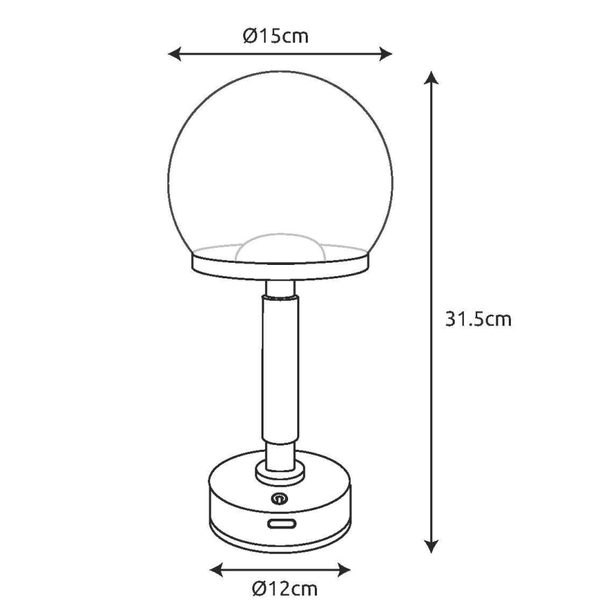 Globo - LED Genopladelig bordlampe m. touch-funktion dæmpbar LED/2,5W/5V 1800mAh 2700/4000/6500K sort
