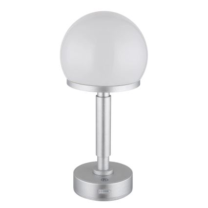 Globo - LED Genopladelig bordlampe m. touch-funktion dæmpbar LED/2,5W/5V 1800mAh 2800K sølvfarvet