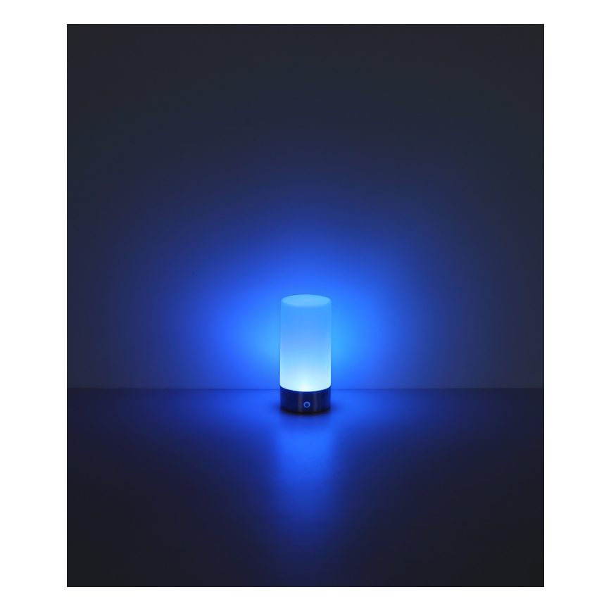 Globo - Udendørs LED bordlampe m. RGBW-farver og touch-funktion dæmpbar LED/1,8W/5V 1500 mAh IP44 mat krom