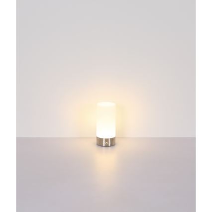 Globo - Udendørs LED bordlampe m. RGBW-farver og touch-funktion dæmpbar LED/1,8W/5V 1500 mAh IP44 mat krom