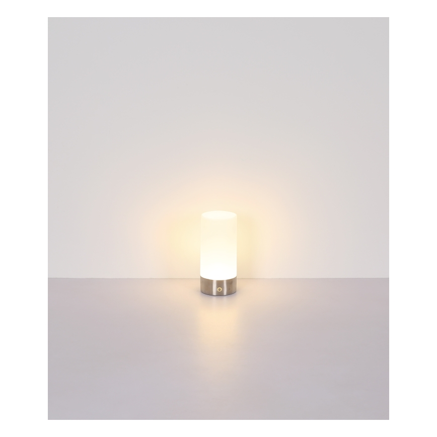 Globo - Udendørs LED bordlampe m. RGBW-farver og touch-funktion dæmpbar LED/1,8W/5V 1500 mAh IP44 mat krom