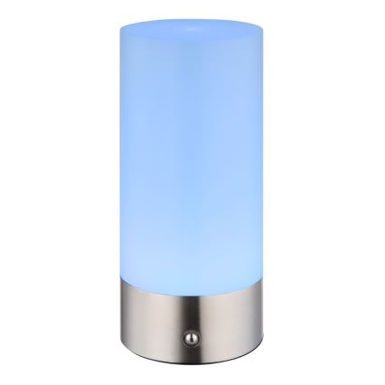 Globo - Udendørs LED bordlampe m. RGBW-farver og touch-funktion dæmpbar LED/1,8W/5V 1500 mAh IP44 mat krom