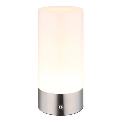 Globo - Udendørs LED bordlampe m. RGBW-farver og touch-funktion dæmpbar LED/1,8W/5V 1500 mAh IP44 mat krom