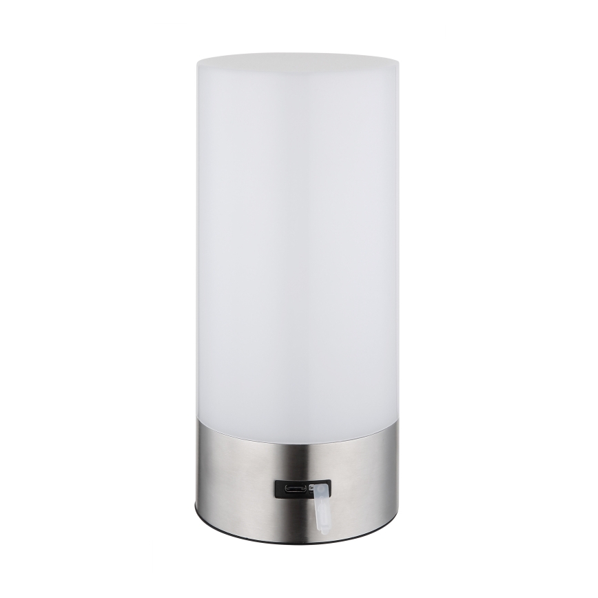 Globo - Udendørs LED bordlampe m. RGBW-farver og touch-funktion dæmpbar LED/1,8W/5V 1500 mAh IP44 mat krom