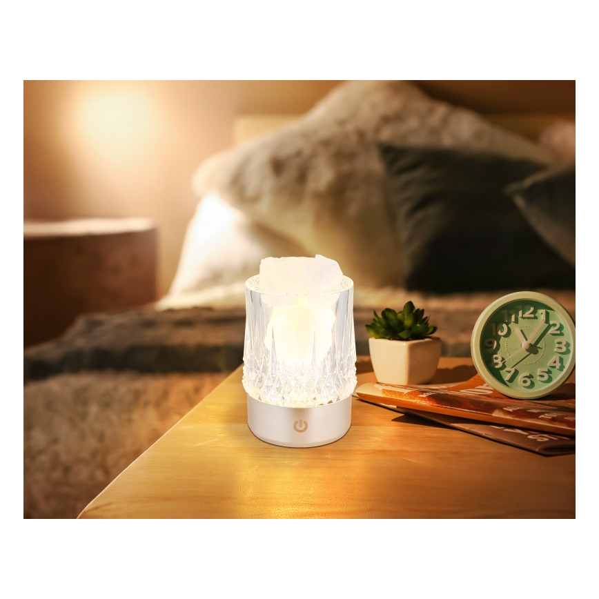 Globo - LED-dæmpbar, berøringsbetjent bordlampe LED/1W/5V 3000K 1200 mAh sølv